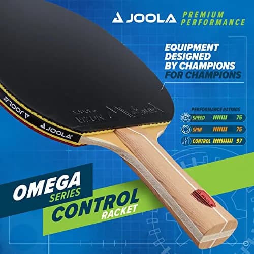 JOOLA Omega Control Table Tennis Racket | 5-Ply Wood Blade, Vizon Rubber, Flared Handle, 185g thumbnail 2