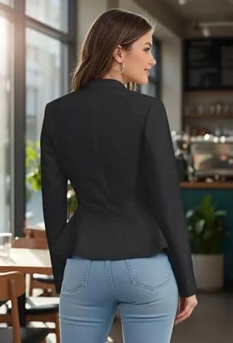 Hybrid & Company Women Super Comfy Ponte Office Blazer JK1135X 2X | Versatile Casual Office Blazer for Women thumbnail 2