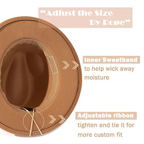 Lisianthus Vintage Wide Brim Fedora Hat Large | Breathable Cotton Blend, Adjustable Strap, Classic Style thumbnail 4