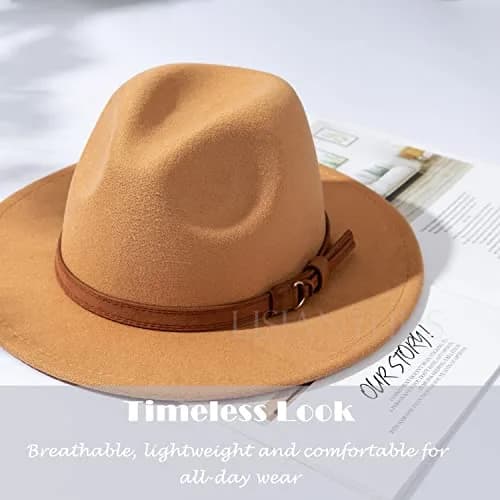 Lisianthus Vintage Wide Brim Fedora Hat Large | Breathable Cotton Blend, Adjustable Strap, Classic Style thumbnail 5