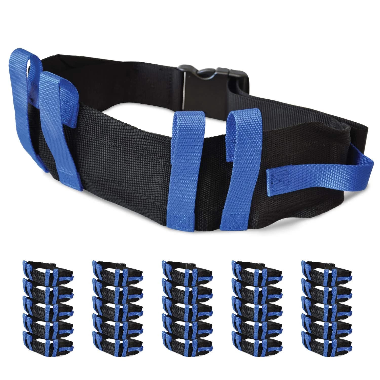 NYOrtho Transfer Gait Belt with 6 Heavy Handles (25 Pack) | Adjustable 28-55" Waist, Blue