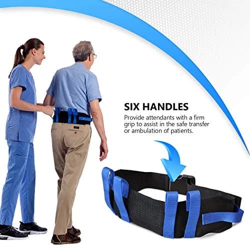 NYOrtho Transfer Gait Belt with 6 Heavy Handles (25 Pack) | Adjustable 28-55" Waist, Blue thumbnail 3
