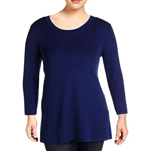 Anne Klein Women's HIGH Low Sweater Gauguin XS | Crew Neck, 3/4 Sleeve, Polyester Visco thumbnail 1
