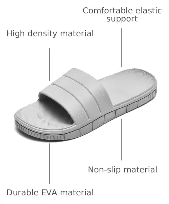 clootess Shower Slide Shoes for Men and Women Home Sandal 40.41 | Non-Slip Indoor Bath Slipper Grey thumbnail 4