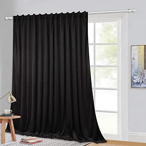 StangH Black Velvet Curtains for Room Divider W100 x L84 | Luxurious Sound-Absorbing Decor thumbnail 1