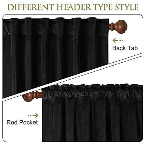 StangH Black Velvet Curtains for Room Divider W100 x L84 | Luxurious Sound-Absorbing Decor thumbnail 4