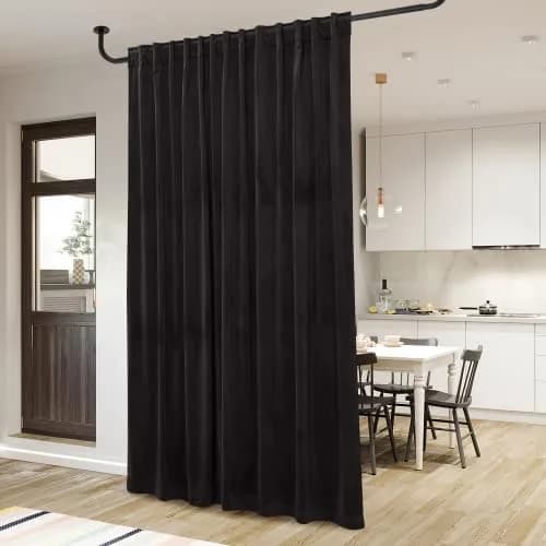 StangH Black Velvet Curtains for Room Divider W100 x L84 | Luxurious Sound-Absorbing Decor thumbnail 2