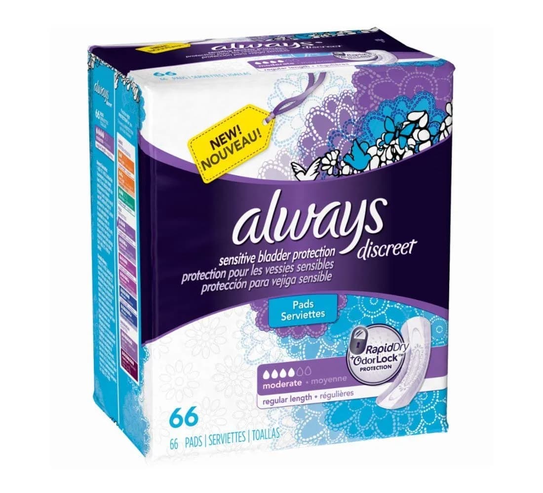 Always Discreet Moderate Absorbency Long Length Incontinence Pads for Women | Regular | Dermatologist Tested - view 2
