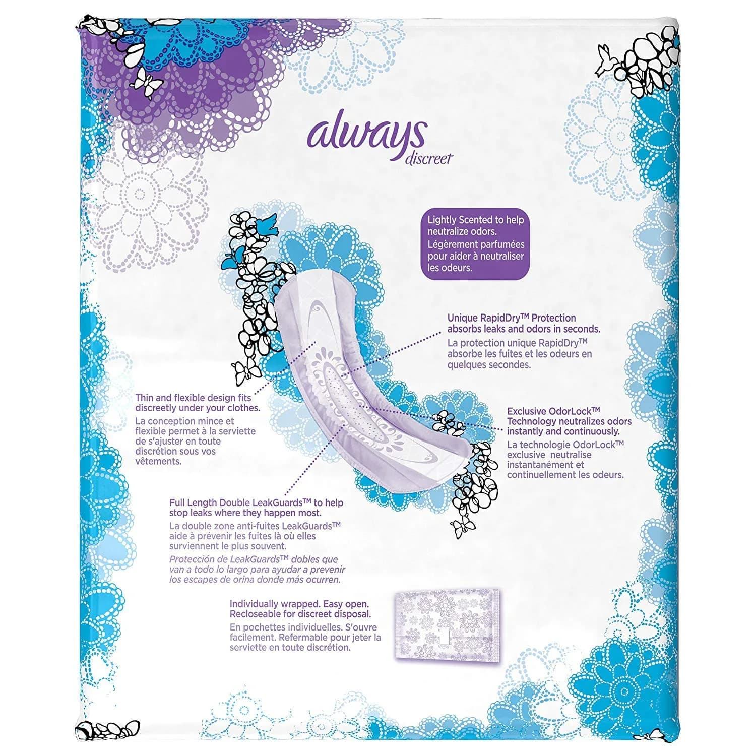 Always Discreet Moderate Absorbency Long Length Incontinence Pads for Women | Regular | Dermatologist Tested - view 3
