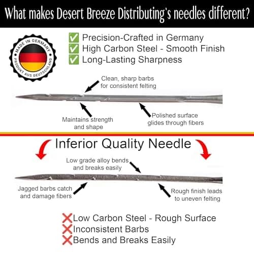 Desert Breeze Distributing Felting Needles High Carbon Steel 15 Pack | German Made Precision Tools thumbnail 2