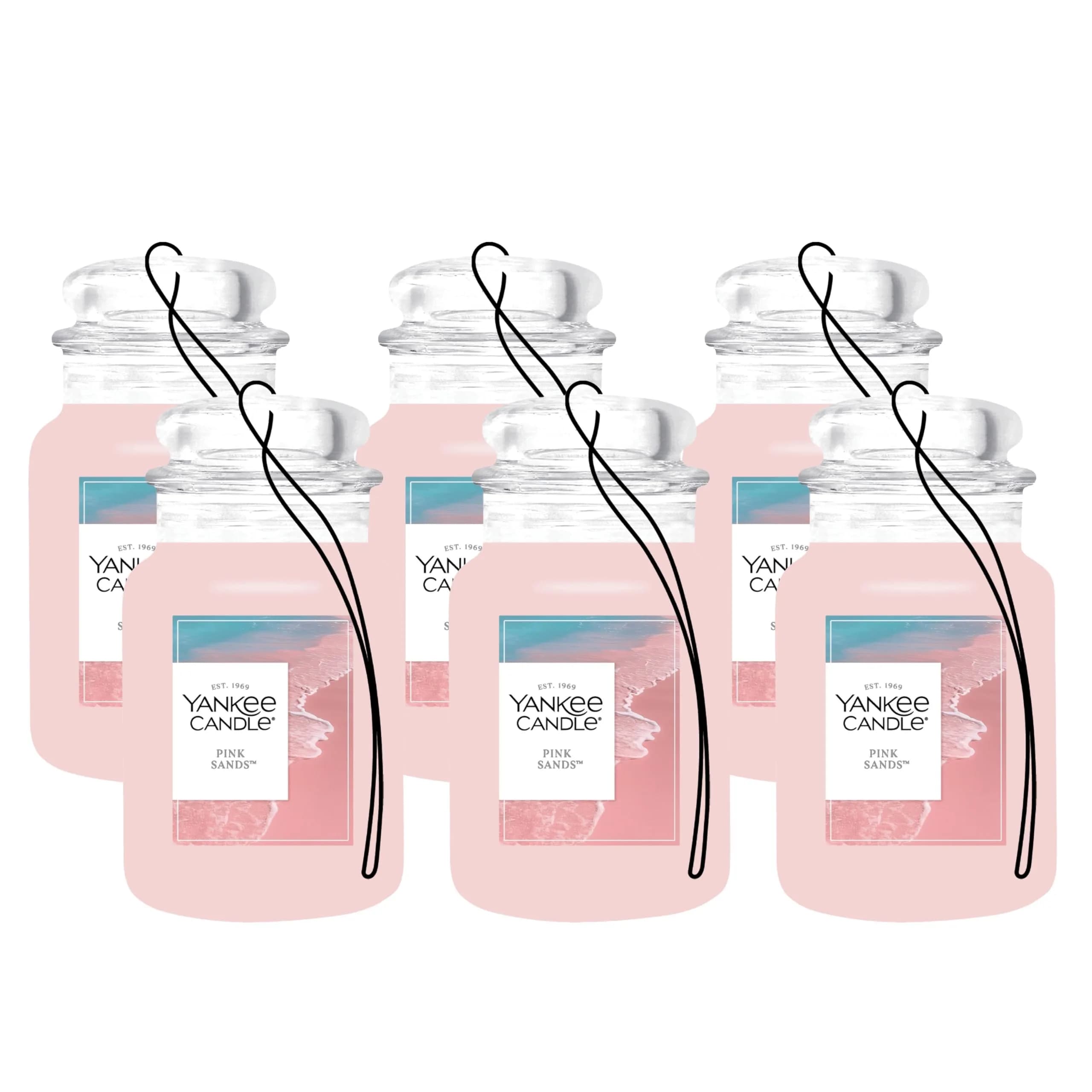 Yankee Candle Classic Paper Car Jar Air Freshener, Midsummer's Night Scent, Pack of 6 | Masculine Musk & Mahogany Cologne Fragrance — Pink Sands
