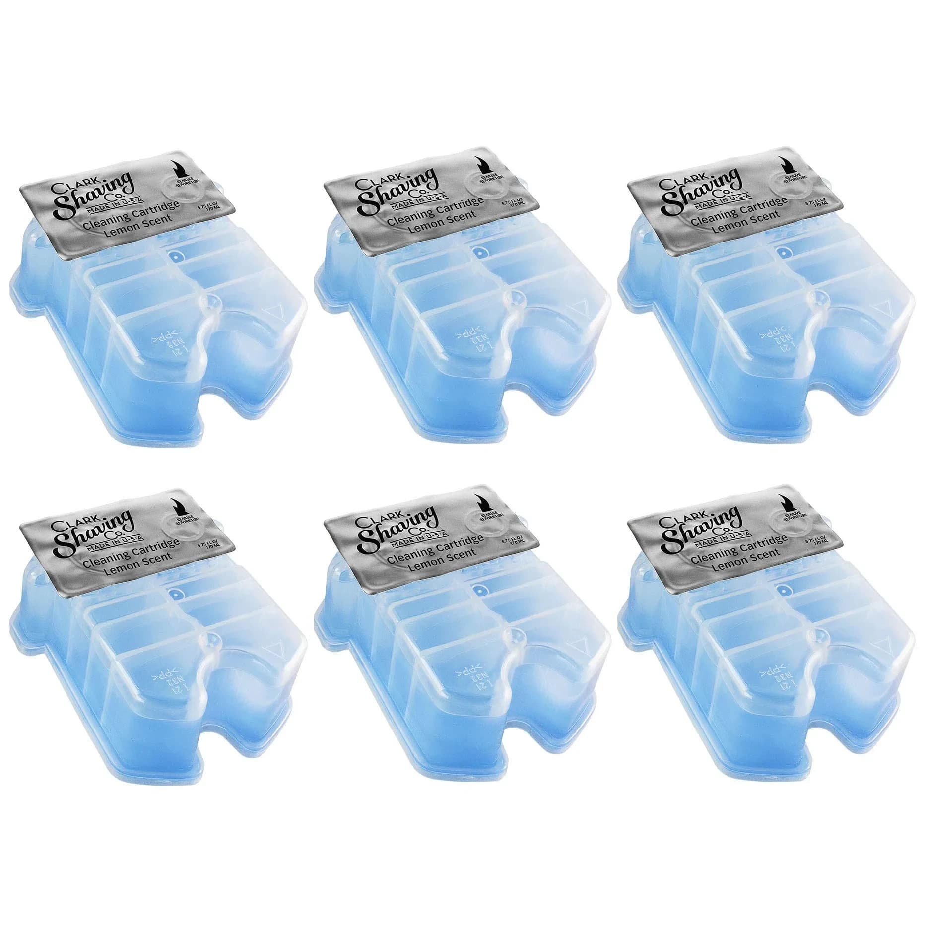 Clark Shaving Co. Clean & Renew Refill Cartridges for Braun Shavers, 6-Pack | Lemon Fresh Alcohol-Based Cleaning Solution