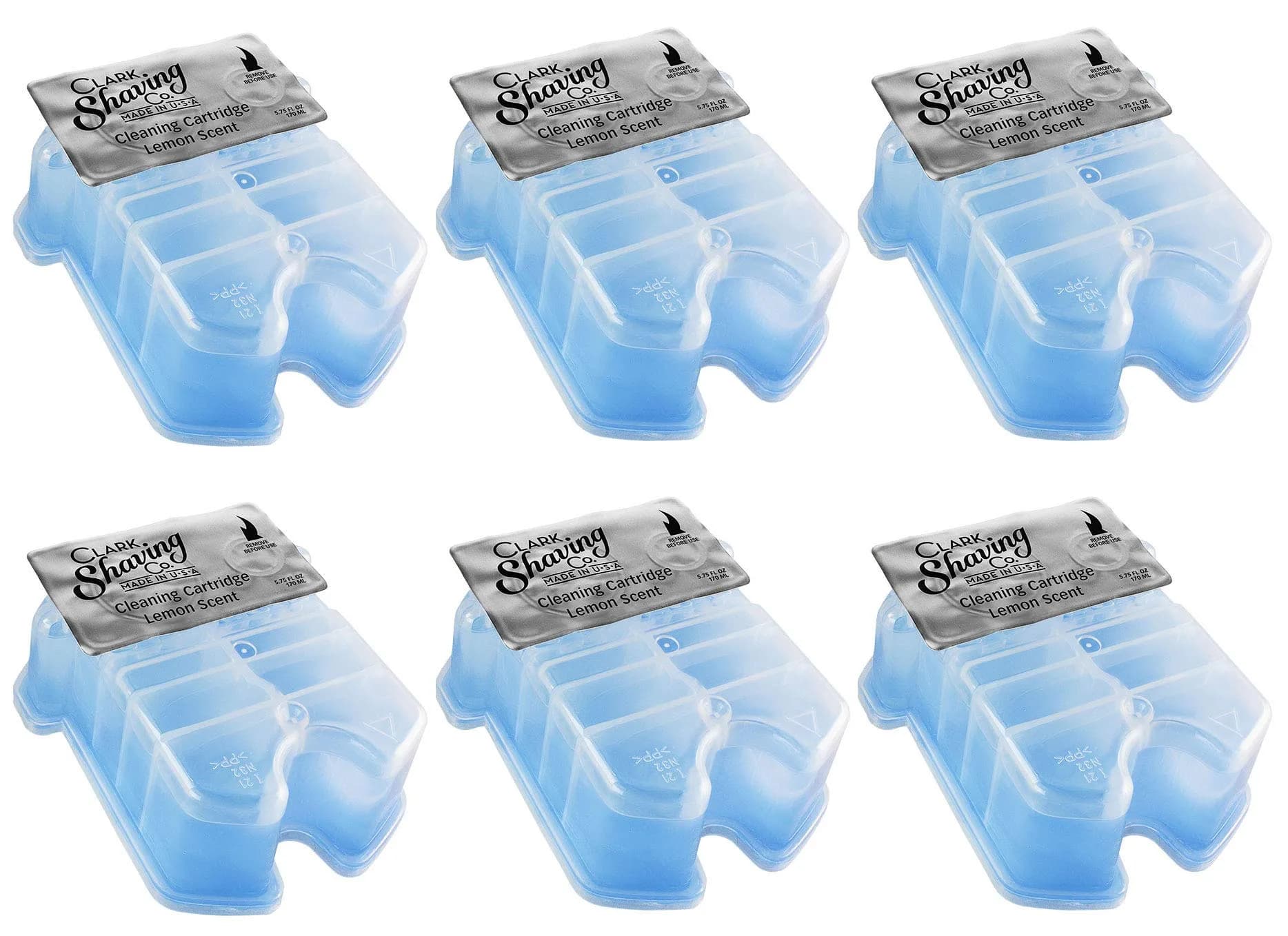 Clark Shaving Co. Clean & Renew Refill Cartridges for Braun Shavers, 6-Pack | Lemon Fresh Alcohol-Based Cleaning Solution