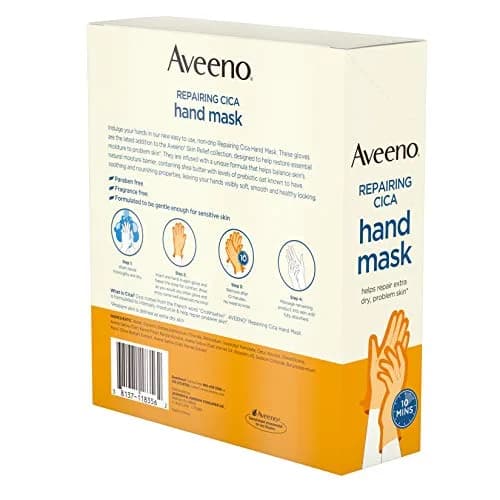 Aveeno Repairing Cica Hand Mask With Prebiotic Oat and Shea Butter, 6 Count | Restores Moisture to Extra Dry Skin thumbnail 8