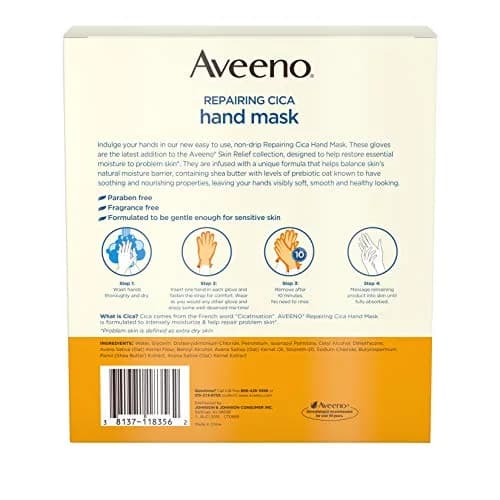 Aveeno Repairing Cica Hand Mask With Prebiotic Oat and Shea Butter, 6 Count | Restores Moisture to Extra Dry Skin thumbnail 9