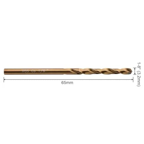 SPKLINE 10 Pcs 3.2mm (1/8") Cobalt Drill Bit Set | M35 High Speed Steel Jobber Length Twist Bits for Hard Metal thumbnail 2