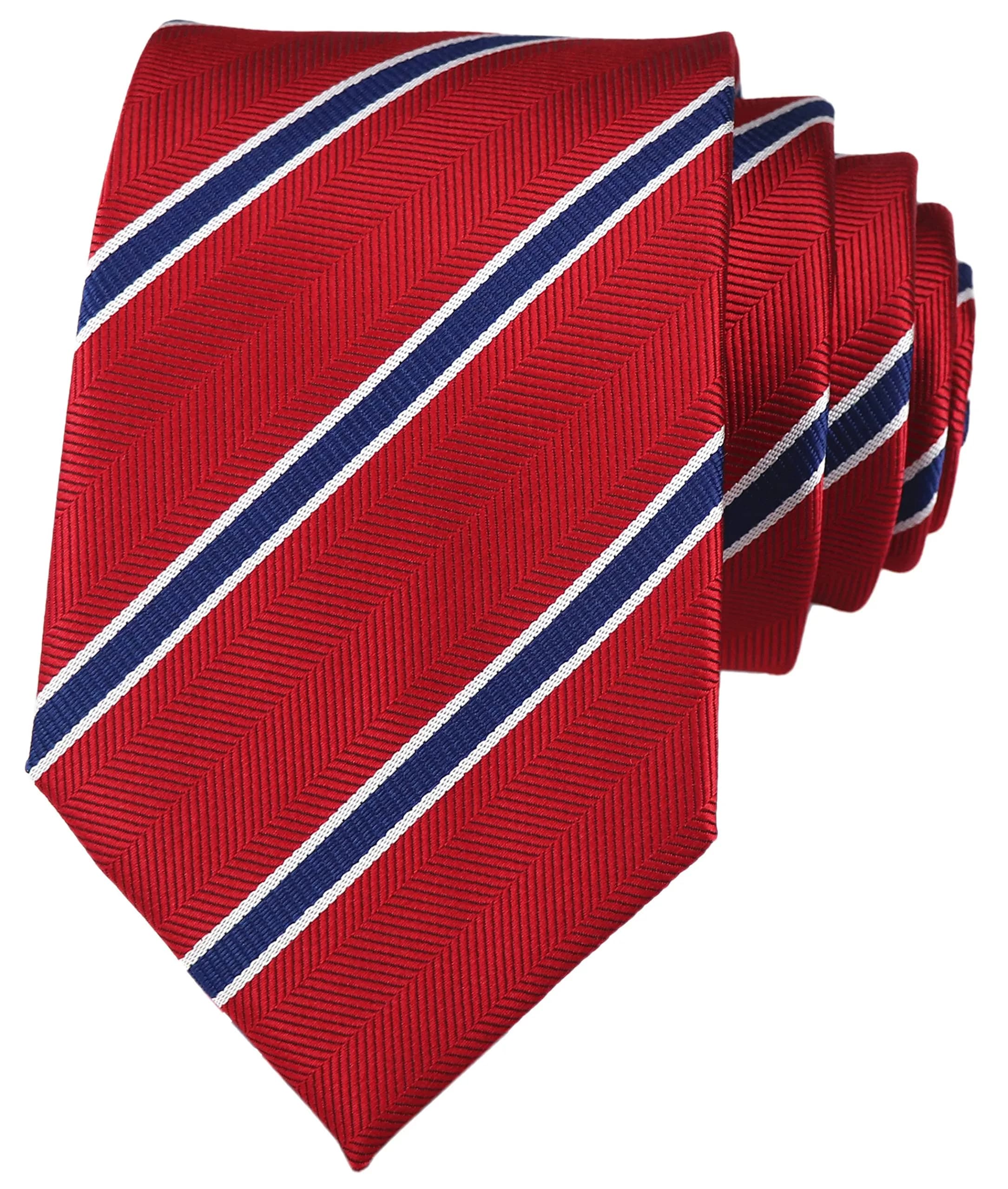 Elfeves Men's Modern Striped Patterned Formal Ties One Size | Microfiber, Trendy & Durable (70-120 chars) — Red Blue