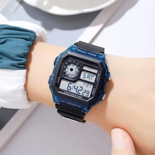 PASOY Men's Digital Sport Watch Waterproof Dual Time Stopwatch Countdown | Water-Resistant 50M, Lightweight & Durable thumbnail 7