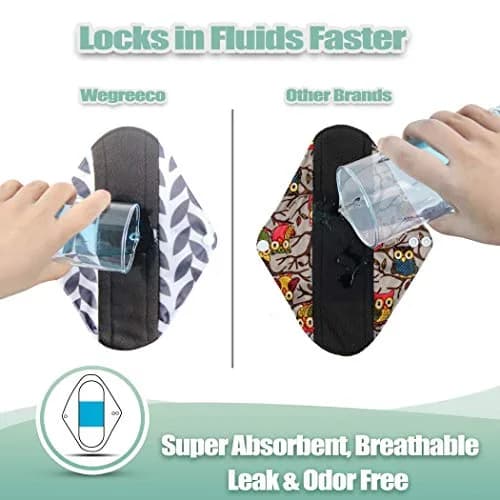 wegreeco Charcoal Reusable Menstrual Pads - 6 Pack | Leak-Free, Soft Cloth, Heavy Flow Suitable thumbnail 4