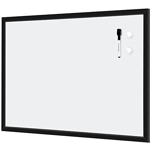 Amazon Basics Magnetic Dry Erase Whiteboard 90cm x 58cm (35"W x 23"H) | Smooth Surface, Black Wooden Frame, Wall-Mounted thumbnail 1