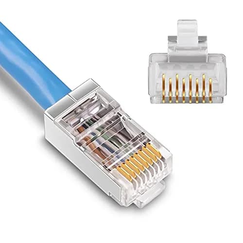 iGreely Shielded Cat6 RJ45 Connectors 50 Pack Gold Plated | High-Speed Ethernet Crimp thumbnail 1