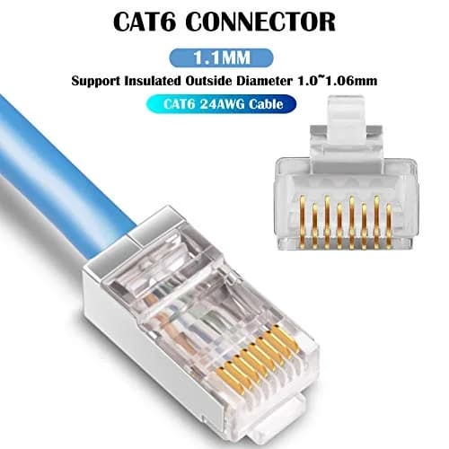 iGreely Shielded Cat6 RJ45 Connectors 50 Pack Gold Plated | High-Speed Ethernet Crimp thumbnail 2