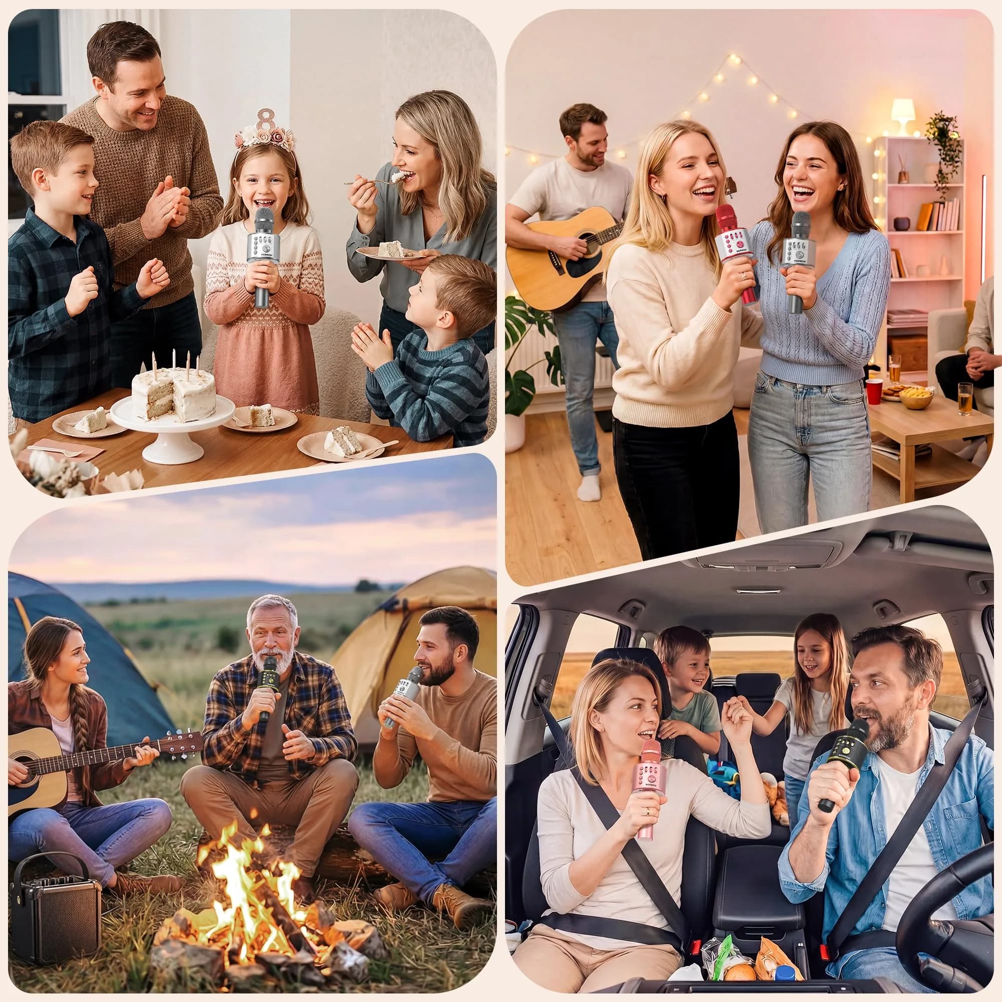 BONAOK Q37 Bluetooth Karaoke Microphone, Space Gray | Portable Wireless Mic with Speaker & Echo for Adults & Kids - view 6