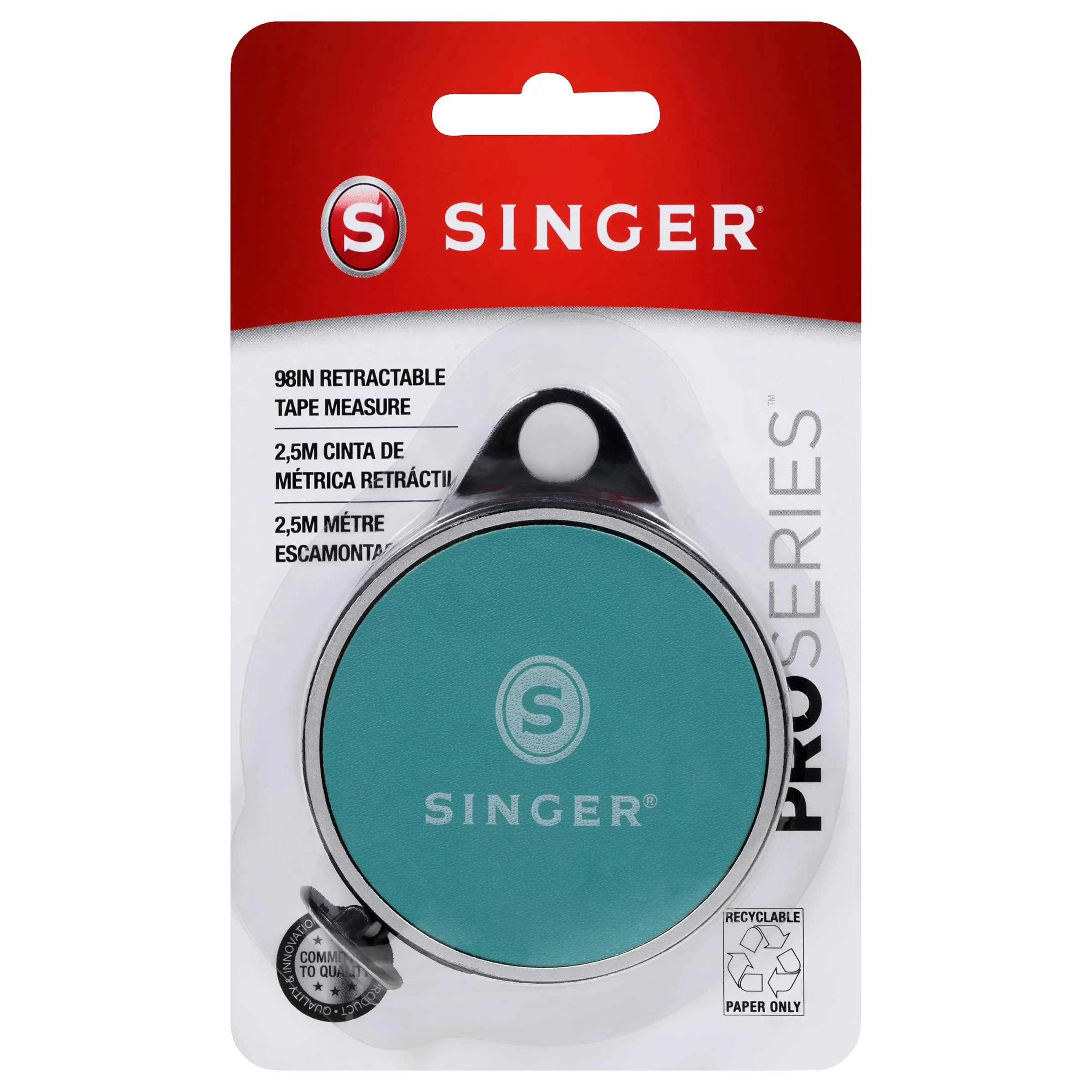Singer ProSeries Retractable Tape Measure, 96" (244cm) Teal (2-Pack) - main product image