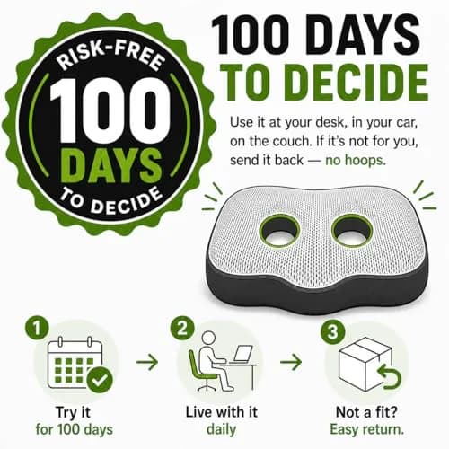 Aylio Socket Seat Cushion – Twin Cutout Sit Bone & Tailbone Pressure Relief 46cm (18.5") x 37cm (14.5") x 6cm (2.5") | Firm High-Density Memory Foam for Office, Car, Gaming thumbnail 8