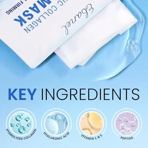 Ebanel Collagen Face Mask with Hyaluronic Acid & Vitamin C | Hydrating, Brightening & Firming Sheet Mask for Sensitive Skin, 15-Pack thumbnail 3