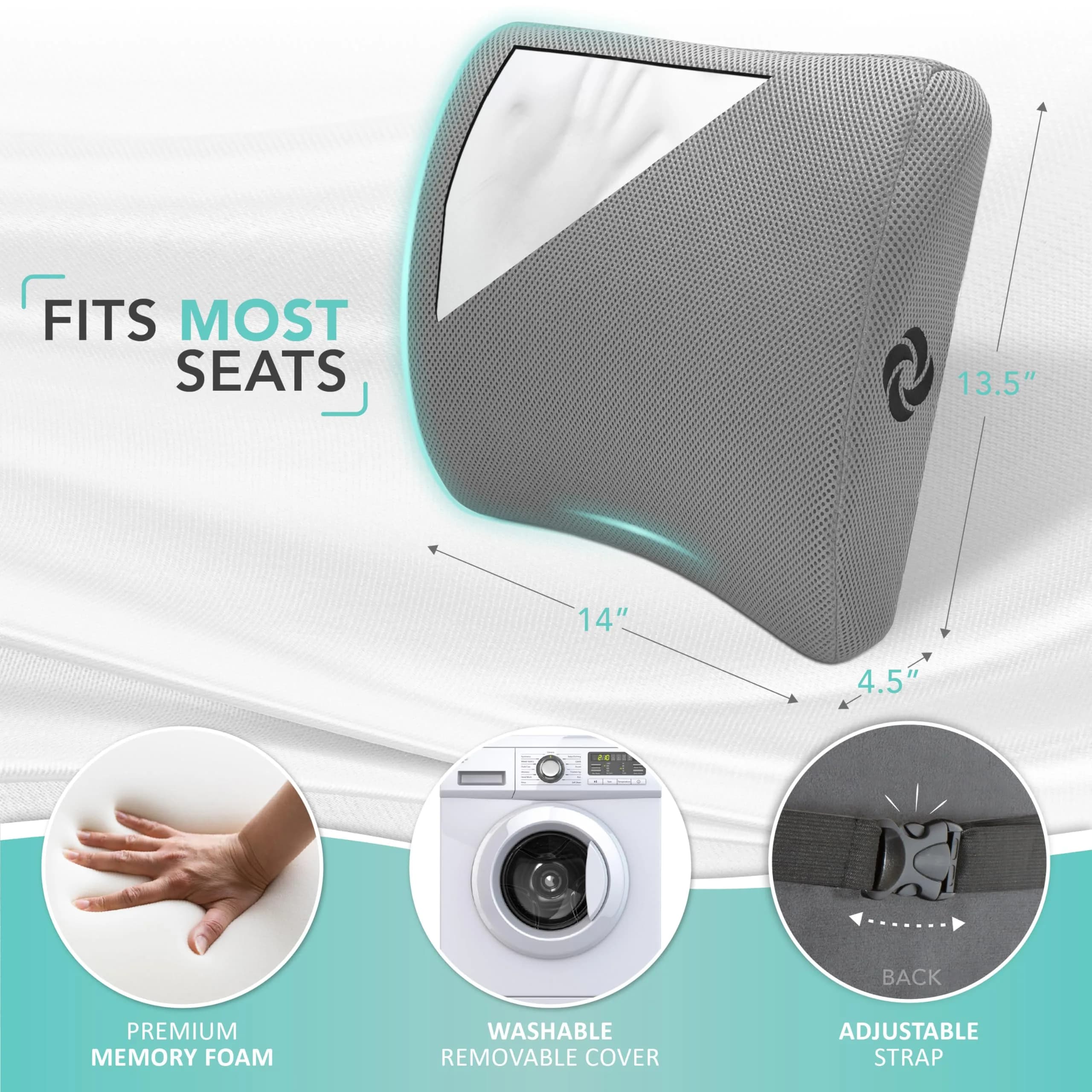 Samsonite Memory Foam Lumbar Support Pillow for Office Chair, Gaming Chair & Car Seat | Ergonomic Back Cushion for Sitting Comfort - view 5