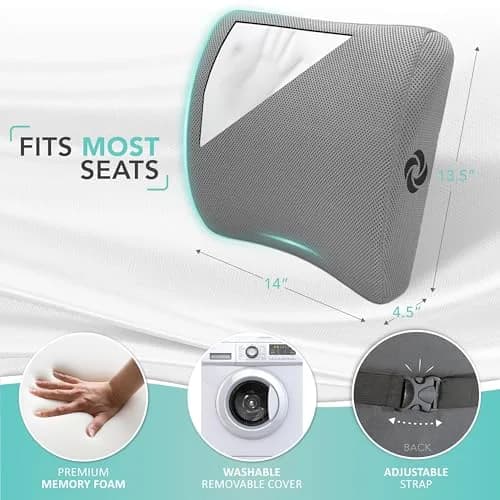 Samsonite Memory Foam Lumbar Support Pillow for Office Chair, Gaming Chair & Car Seat | Ergonomic Back Cushion for Sitting Comfort thumbnail 5
