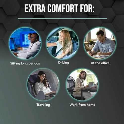 Samsonite Memory Foam Lumbar Support Pillow for Office Chair, Gaming Chair & Car Seat | Ergonomic Back Cushion for Sitting Comfort thumbnail 7