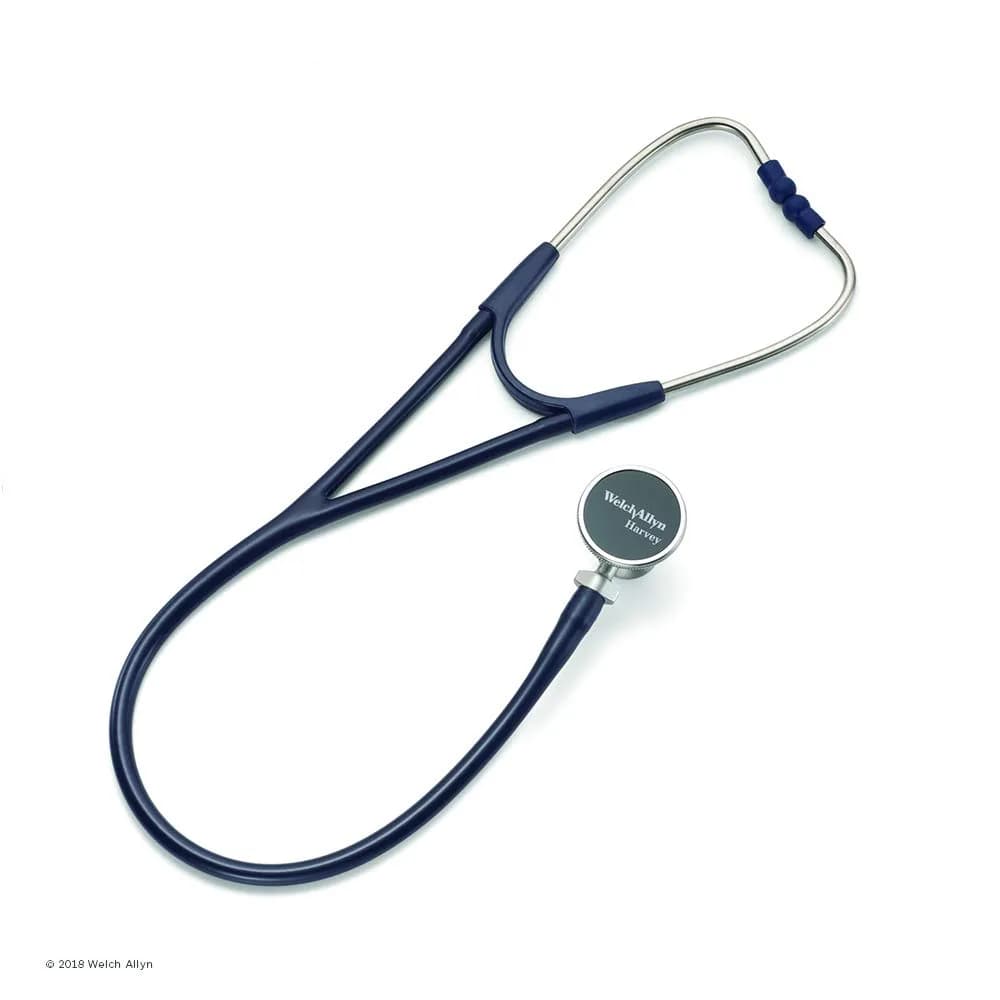 Welch Allyn Harvey DLX Adult Cardiology Stethoscope, Navy, Double-Head, 28" | Full-range auscultation — Navy