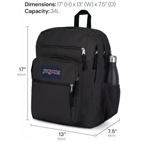 JanSport Big Student Black Laptop Backpack 34L (1.2 cu ft) | Durable & Spacious for School, Work, Travel thumbnail 5