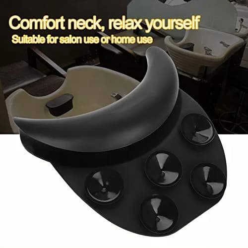 DEWIN Silicone Shampoo Bowl Neck Rest Cushion with Suction Cups | Black Salon Sink Neck Pillow for Hair Washing thumbnail 3