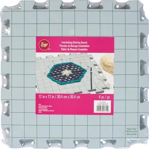 Boye Interlocking Blocking Boards for Knitting, Crochet & Needlepoint | 4-Piece Set | 12” x 12” thumbnail 3