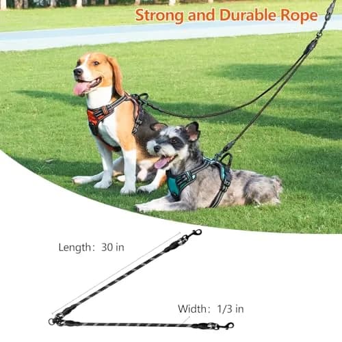 Taglory 30 Inch Black Double Dog Leash Coupler for Small & Medium Dogs | Tangle-Free 360° Swivel Dual Leash Extension thumbnail 5