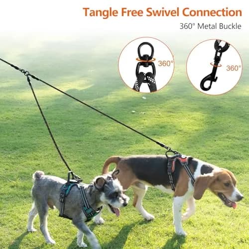 Taglory 30 Inch Black Double Dog Leash Coupler for Small & Medium Dogs | Tangle-Free 360° Swivel Dual Leash Extension thumbnail 2