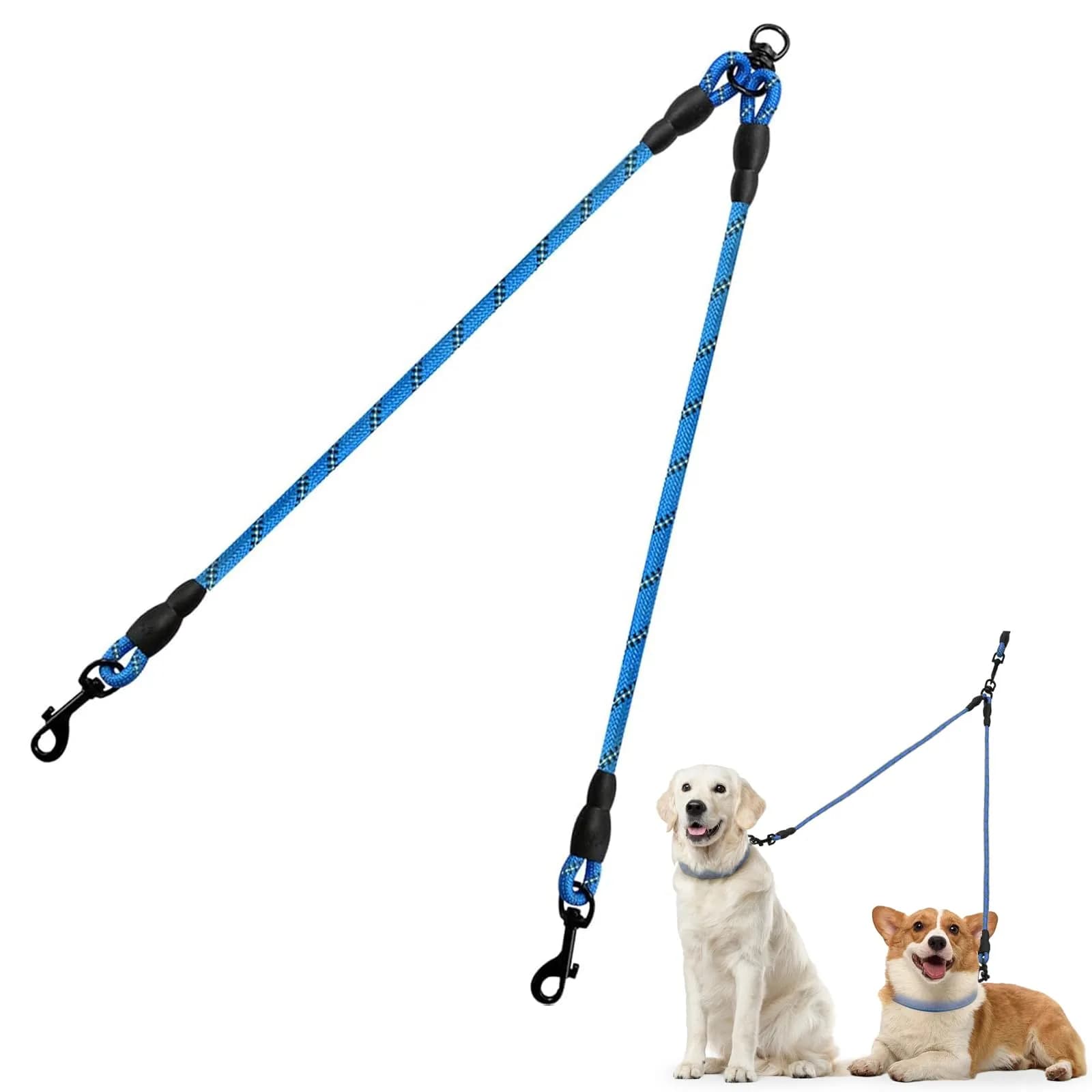 Taglory Double Dog Leash Coupler for Two Dogs, 76.2 cm (30 Inch) Purple | Tangle-Free Walks for Small to Medium Dogs — Blue / 30 Inch