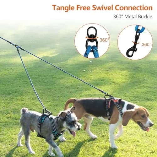 Taglory Blue Double Dog Leash Coupler 76.2cm (30 Inch) | Tangle-Free Swivel for Small & Medium Dogs thumbnail 2