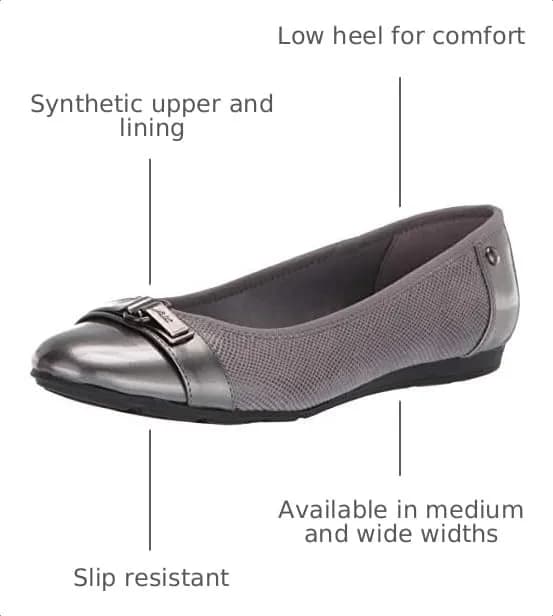 Anne Klein Womens Able Slip-On Flats - Comfortable Classic Dress Shoes for Office, Work & Formal Events, Grey Multi, 8.5 Wide thumbnail 4