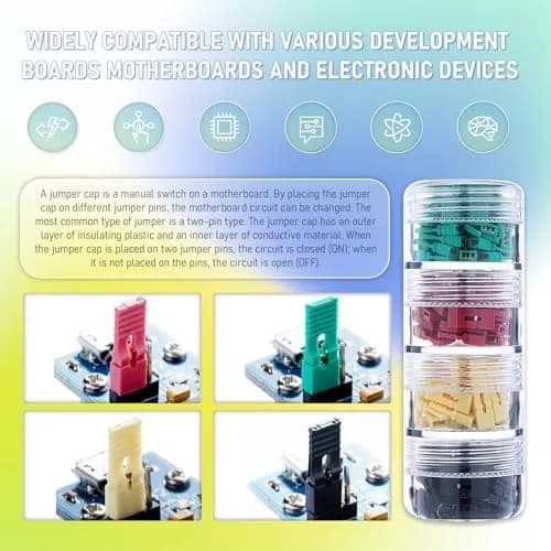 CQRobot 200 Pieces Jumper Caps with Handle Pin Short Circuit 2-Pin Connector | Suitable for Arduino Raspberry Pi Motherboard (5mm x 13.5mm, 4 Colors) thumbnail 5