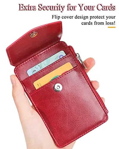 Teskyer Leather ID Badge Holder with Lanyard, Lanyard Wallet, Wine Red | Durable Leather Badge Wallet with 4 Card Slots & Zipper thumbnail 5