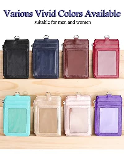 Teskyer Leather ID Badge Holder with Lanyard, Lanyard Wallet, Wine Red | Durable Leather Badge Wallet with 4 Card Slots & Zipper thumbnail 8