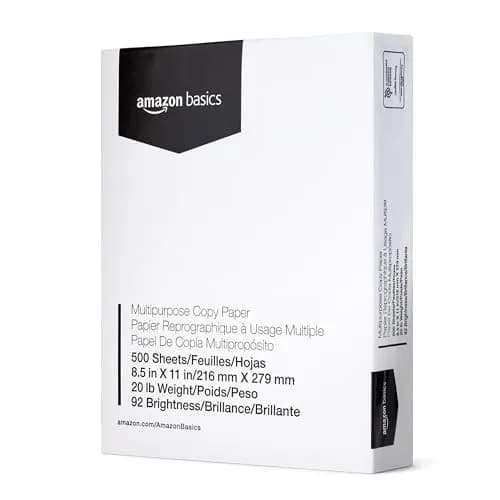 Amazon Basics Multipurpose Copy Printer Paper, 20 lb, 8.5 x 11 Inches, 4000 Sheets (8 Reams) | Crisp Ink Printing thumbnail 6