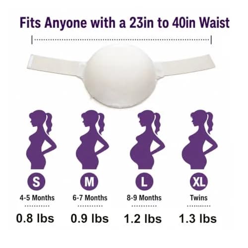 Teesider Realistic Memory Foam Fake Pregnancy Belly Costume - Large Beige | Adjustable Waistband & Breathable Cotton Cover thumbnail 4