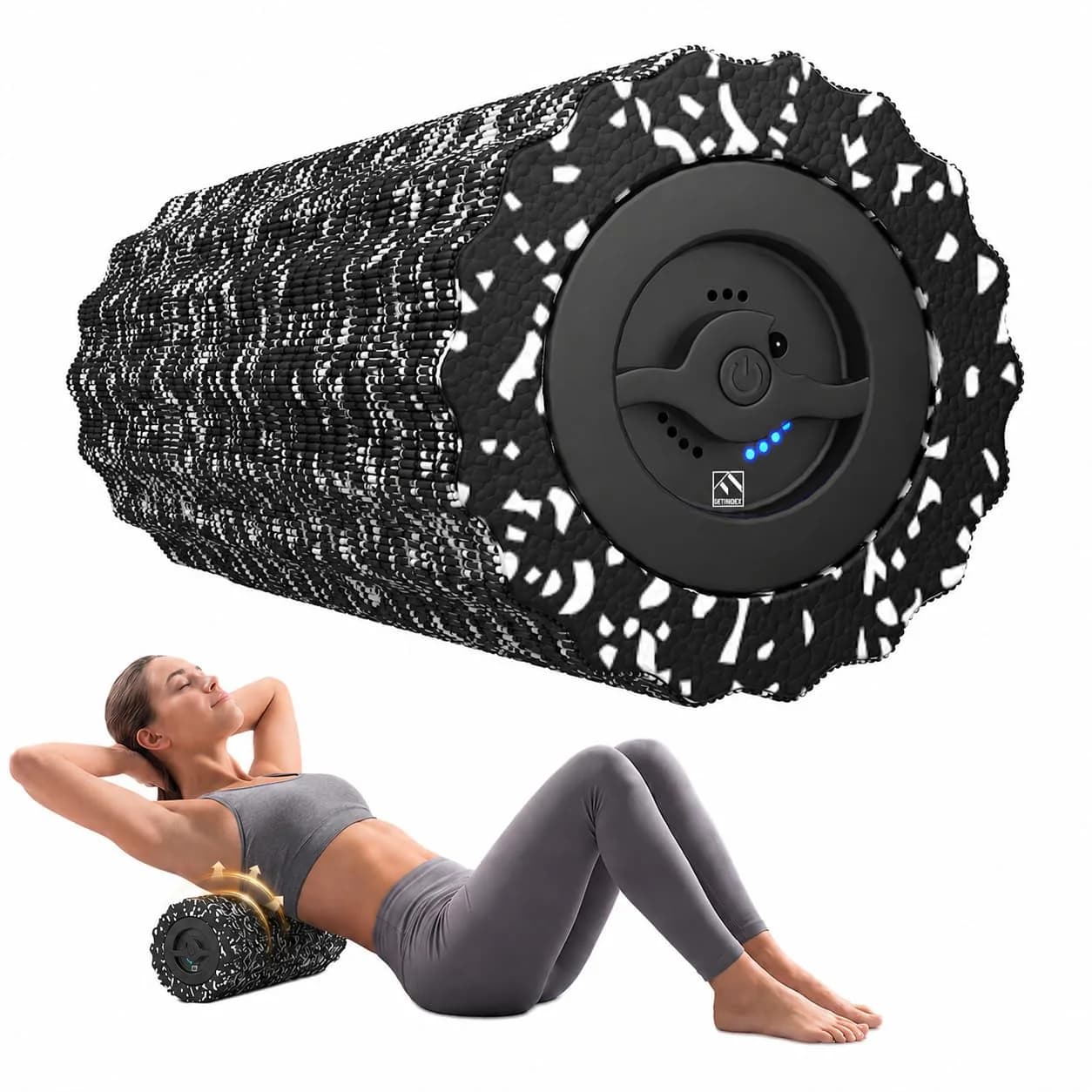 FITINDEX Vibrating Foam Roller for Exercise, 4 Speed, Rechargeable | Deep Tissue Muscle Massage Tool