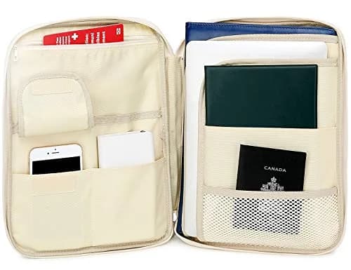 El-fmly Travel Document Organizer A4 Document Holder Zipper Portfolio Portable Folder for Office Business, Dark Green | Water-Resistant thumbnail 4