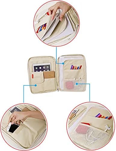 El-fmly Travel Document Organizer A4 Document Holder Zipper Portfolio Portable Folder for Office Business, Dark Green | Water-Resistant thumbnail 5